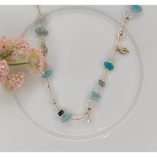 Handmade Leaf Crystal Beads with Leaf Accent Necklace
