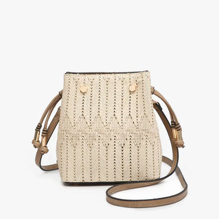 Rain Woven Herringbone Mini Bucket Bag