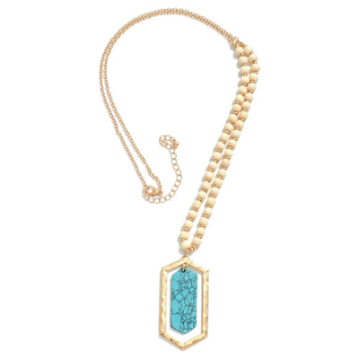 Diamond Stone Pendant Necklace