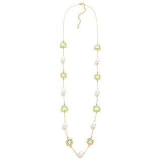 Pearl and Crystal Station Necklace