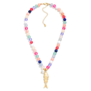 Bright Beaded Fish Necklace