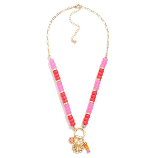 Candy Stone Beaded Charm Necklace