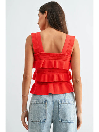Ruffled Knit Sleeveless Top