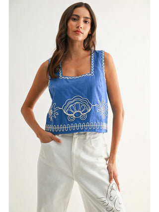 Embroidered Sleeveless Top