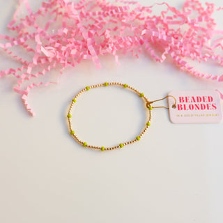 Beaded Blondes Lime Green Dainty Poppi Bracelet