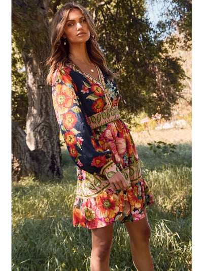 Floral Border Mini Dress