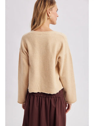 Soft Brushed V-Neck Knit Sweater