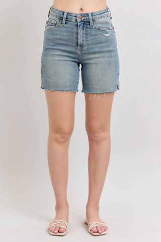 Judy Blue HW Vintage Wash Side Slit Shorts