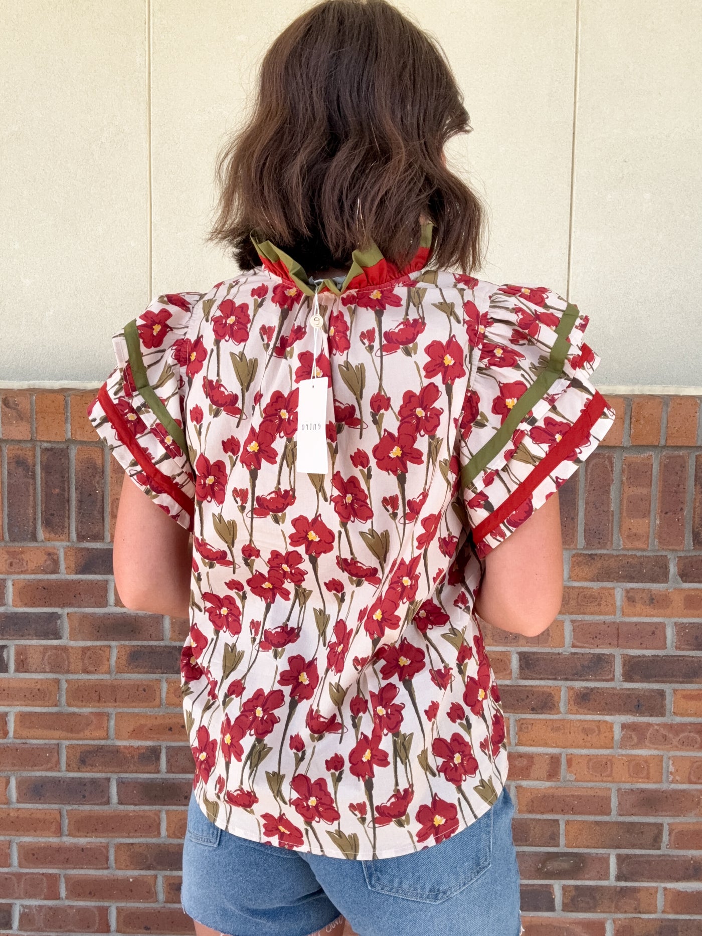 Floral Flutter Sleeve Top