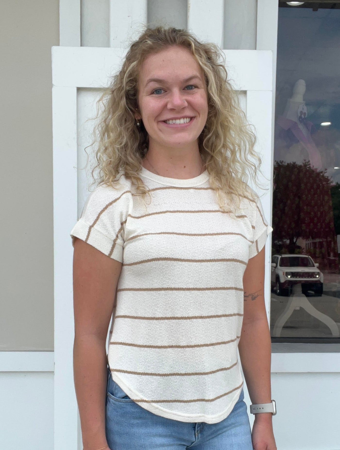 Campbell Striped Short Sleeve Top