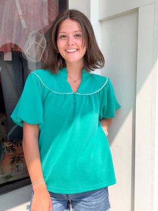 Umgee Poppy Puff Sleeve Top