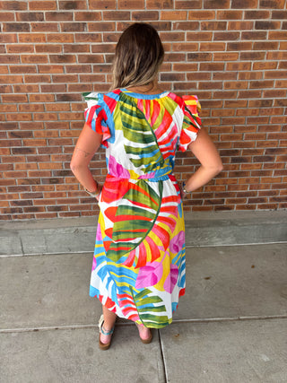 Sugarlips Breezy Palms Tiarna Ruffle Midi Dress