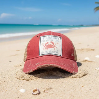 If Crabby Please Return To the Beach Distressed Trucker Cap