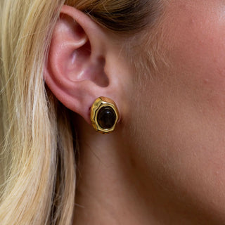 Sahira Saylor Tiger Eye Studs - Tarnish Resistant
