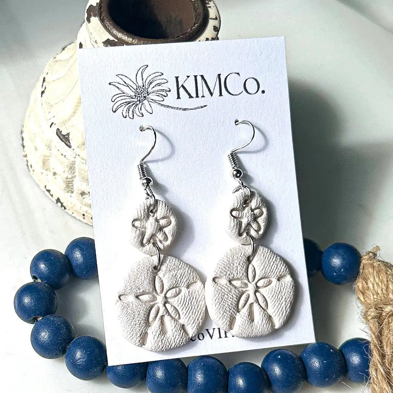 Sand Dollar Polymer Clay Earrings