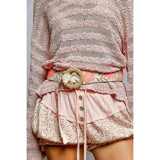 Pol Pink Floral Round Buckle Belt