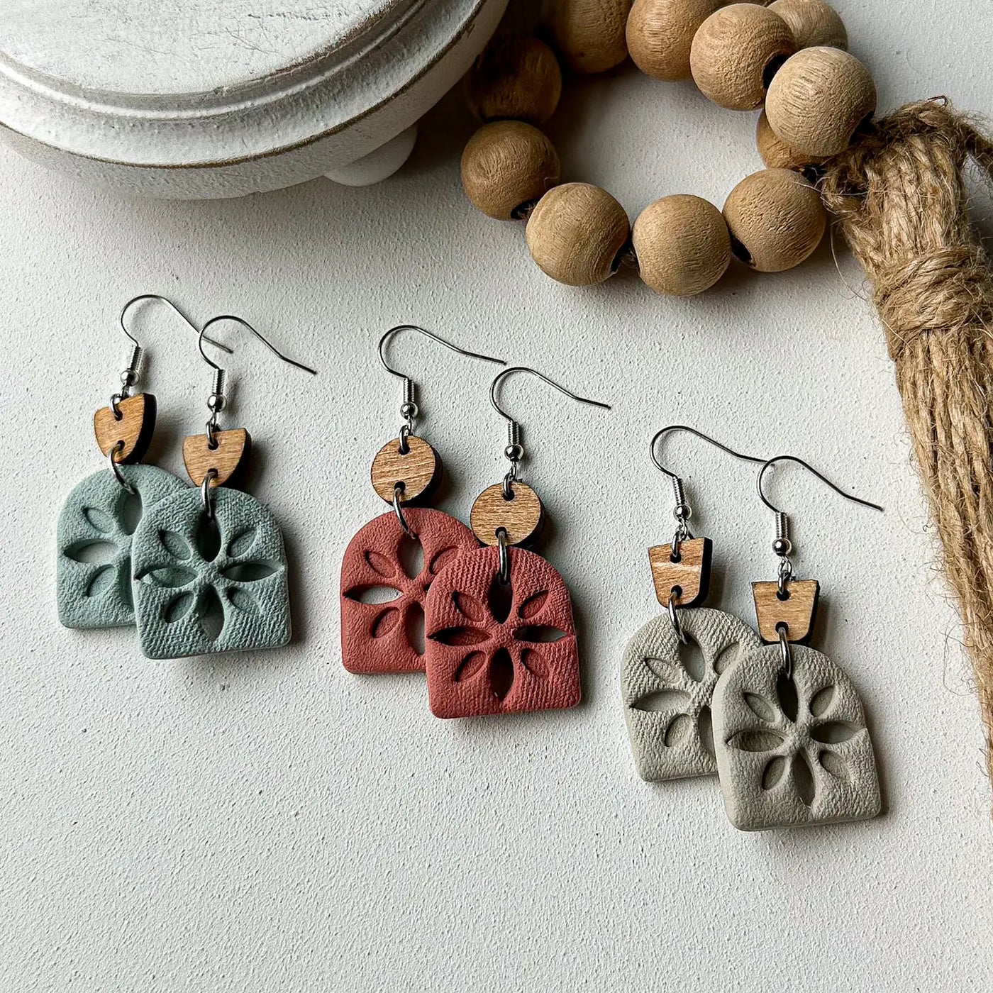 Shell Cutout Polymer Clay Earrings