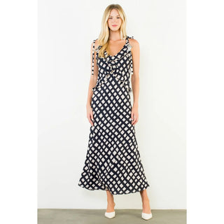 THML Tie Strap Geometric Pattern Dress