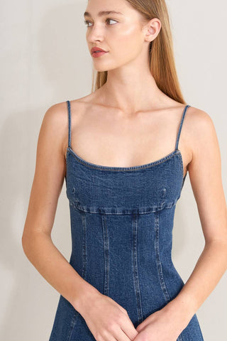 Pleated Denim Dress