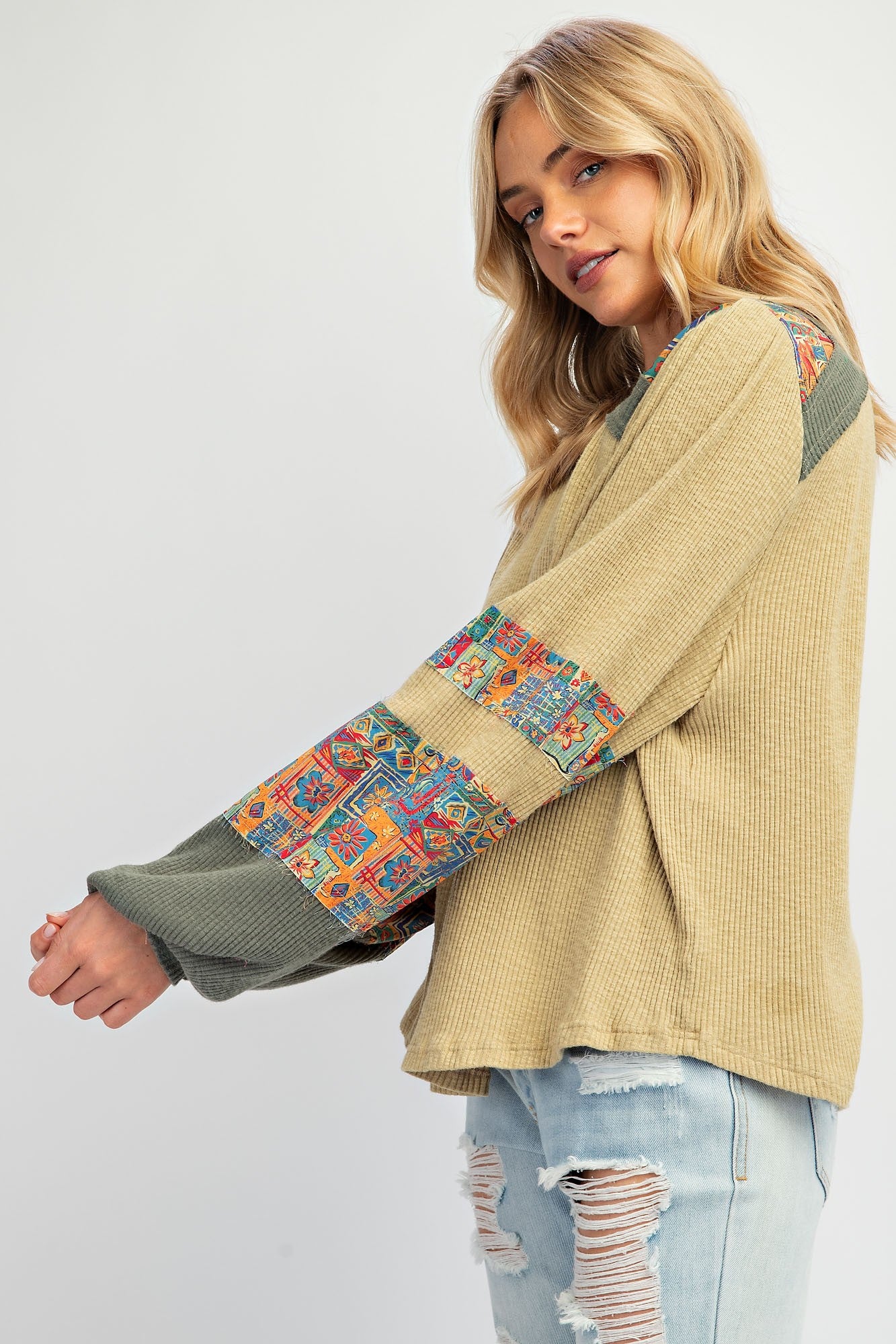 Savannah Textured Long Sleeve Top by Easel