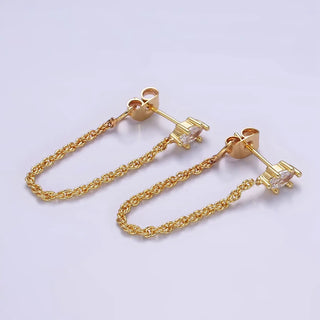 16k Gold Filled Cz Chain Link Stud Earrings