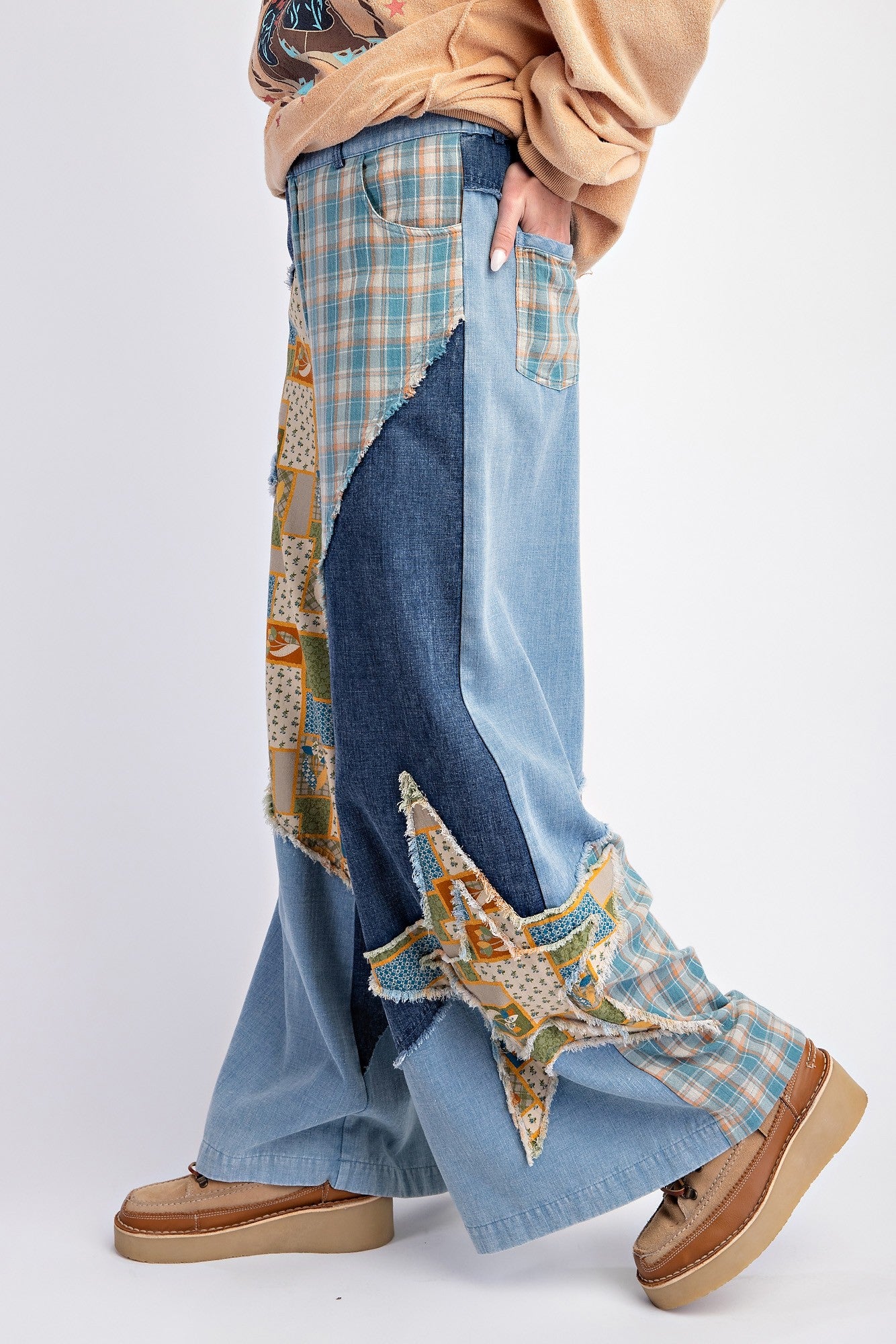 Pretty Patchwork Mix Jeans by Easel