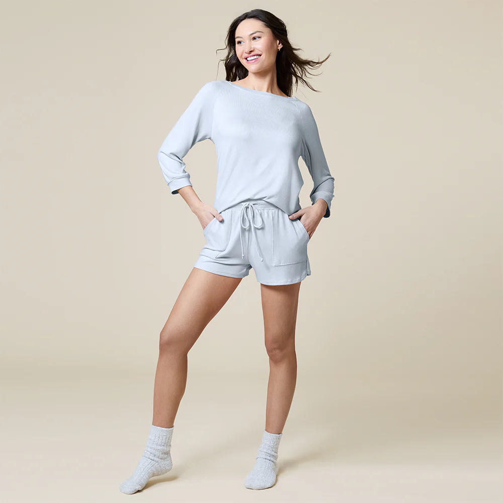 Softies Dream 3/4 Sleeve Boat Neck Top and Short Set