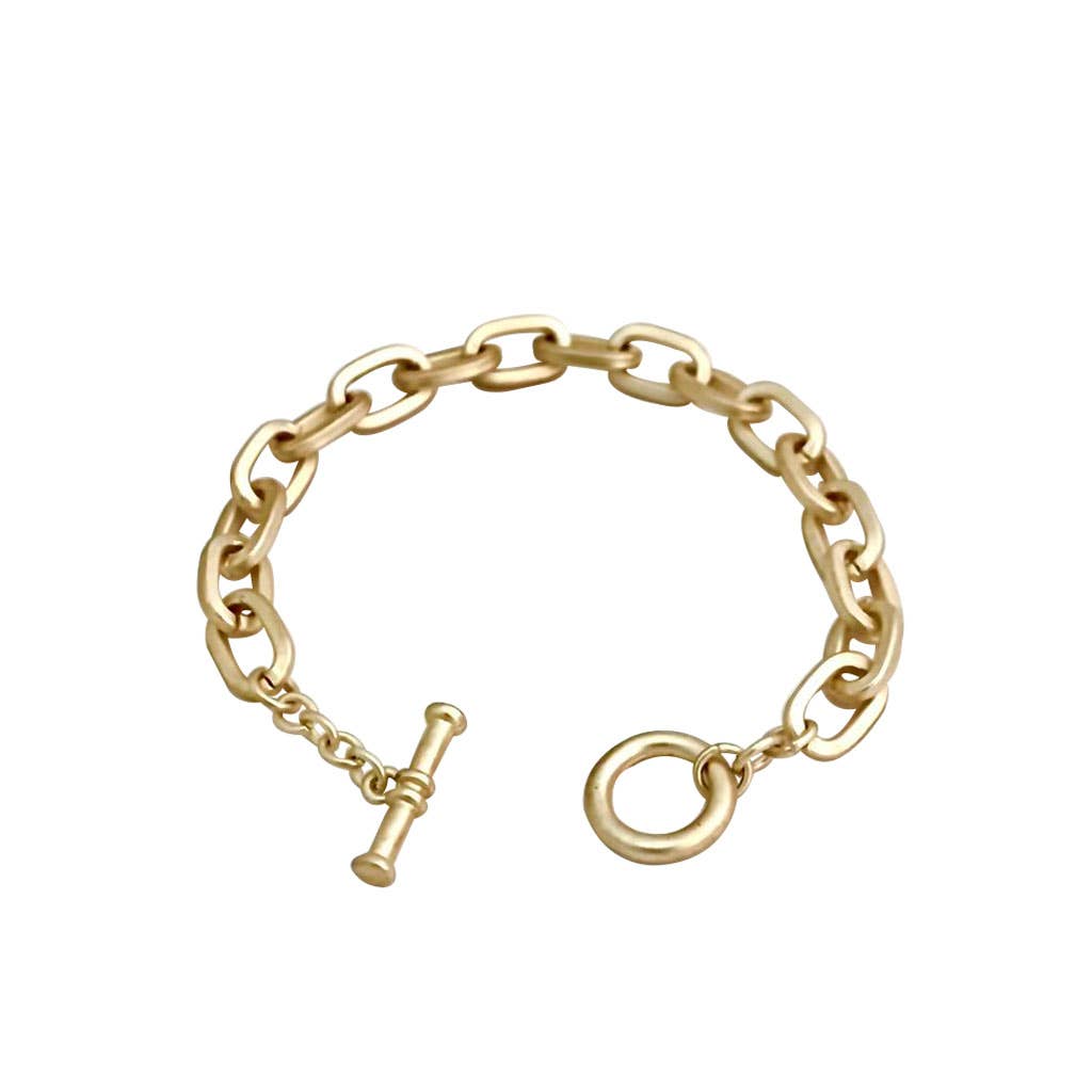 Matte Gold Plated Lock Chain Bracelet