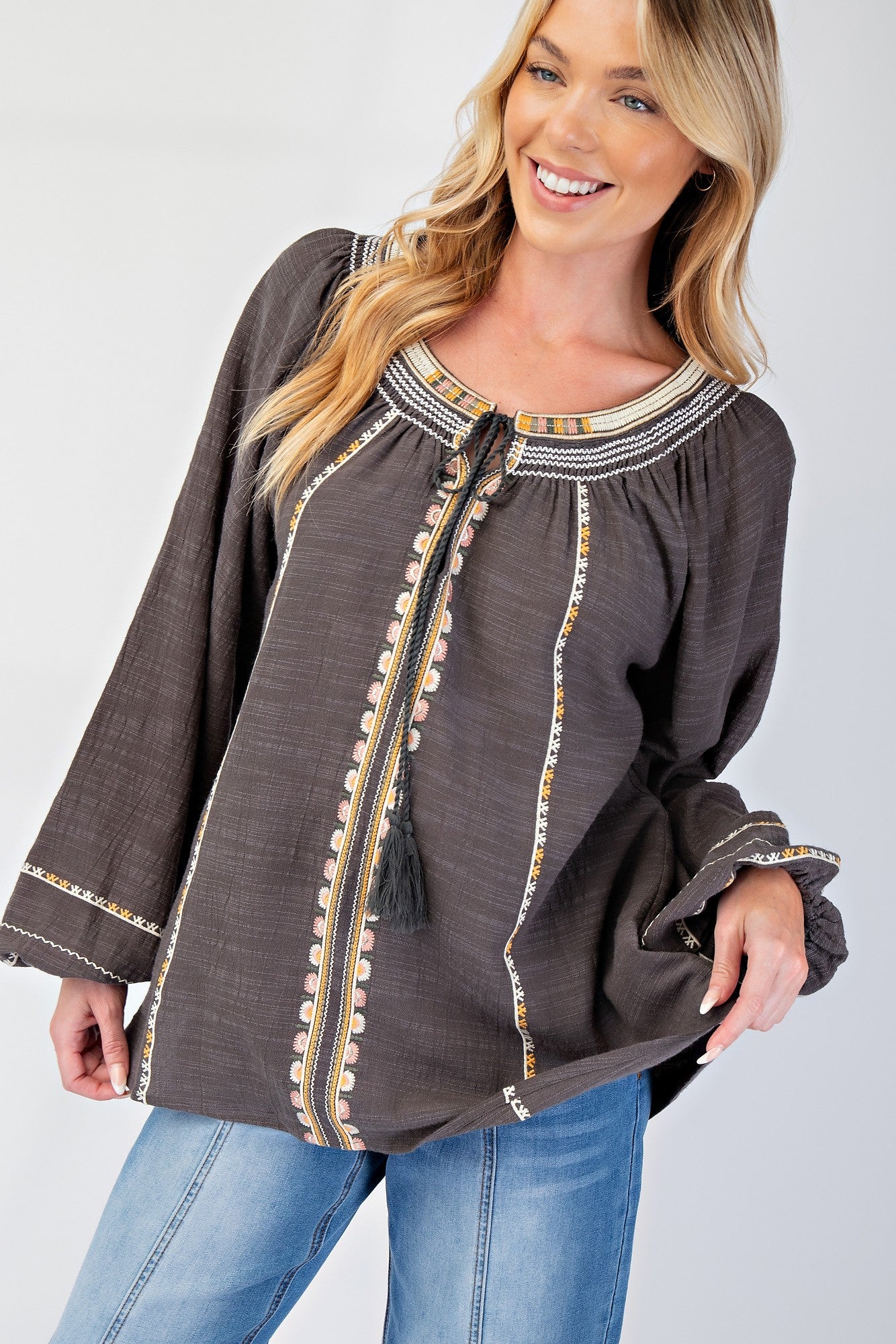 Myra Embroidered Detail Top by Easel