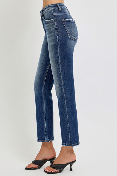 Risen Tummy Control High Rise Crop Straight Jeans