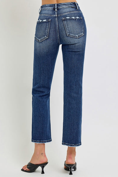 Risen Tummy Control High Rise Crop Straight Jeans