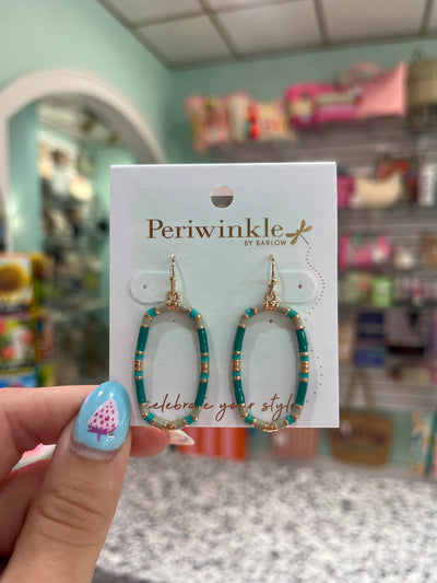 Periwinkle Enamel Oval Hoop Earrings