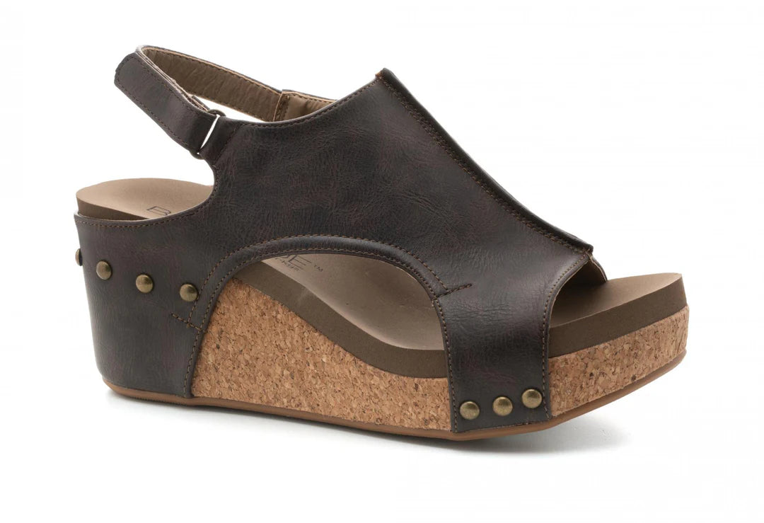 Corky's Carley Wedge Sandals Chocolate Smooth