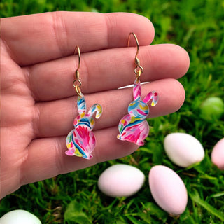 Vibrant Acrylic Easter Bunny Earrings