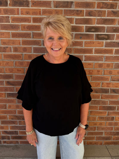 Umgee Double Scallop Sleeve Top