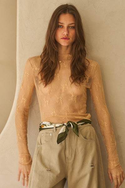 Lace Mock Neck Layering Top