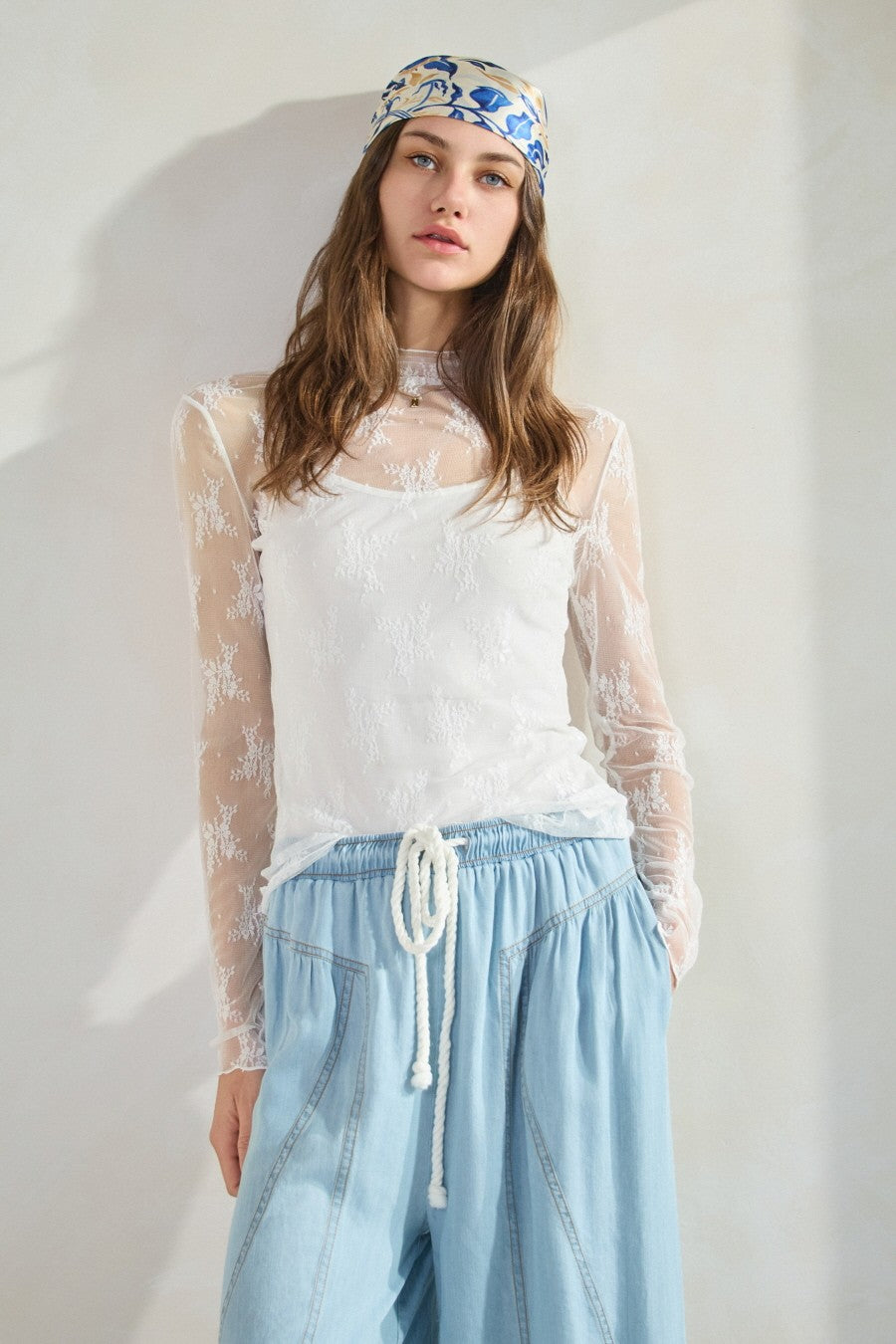 Lace Mock Neck Layering Top