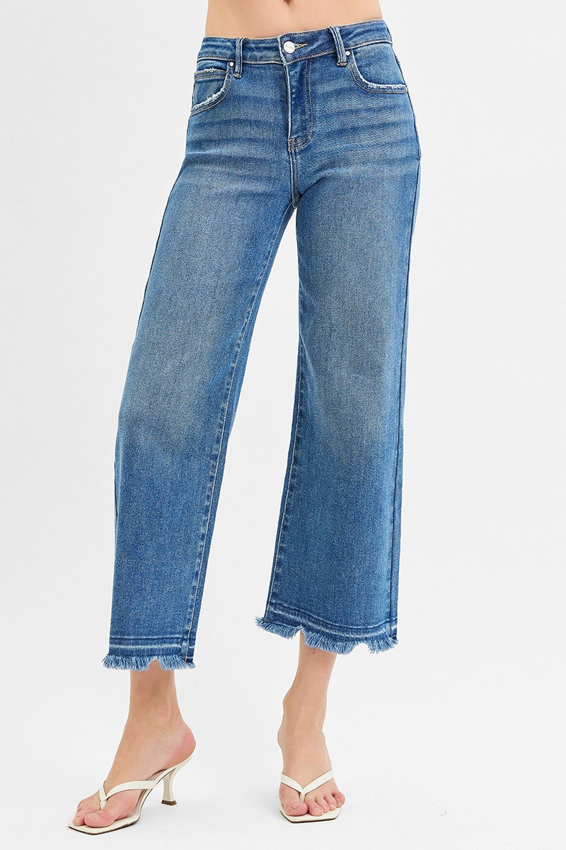 Risen Mid Rise Crop Wide Jeans