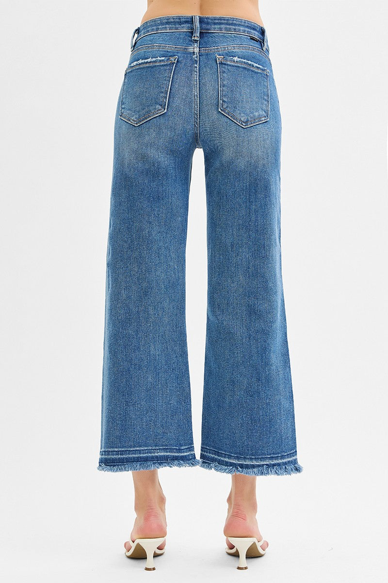 Risen Mid Rise Crop Wide Jeans