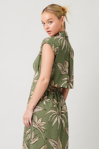 Printed Linen Midi Dress