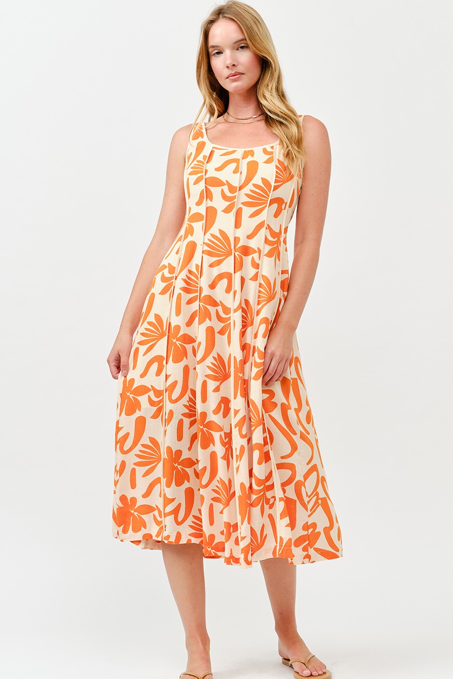 Printed Binding Midi Dress