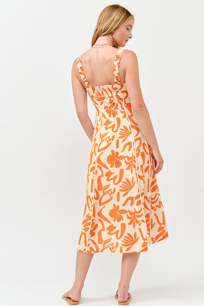 Printed Binding Midi Dress