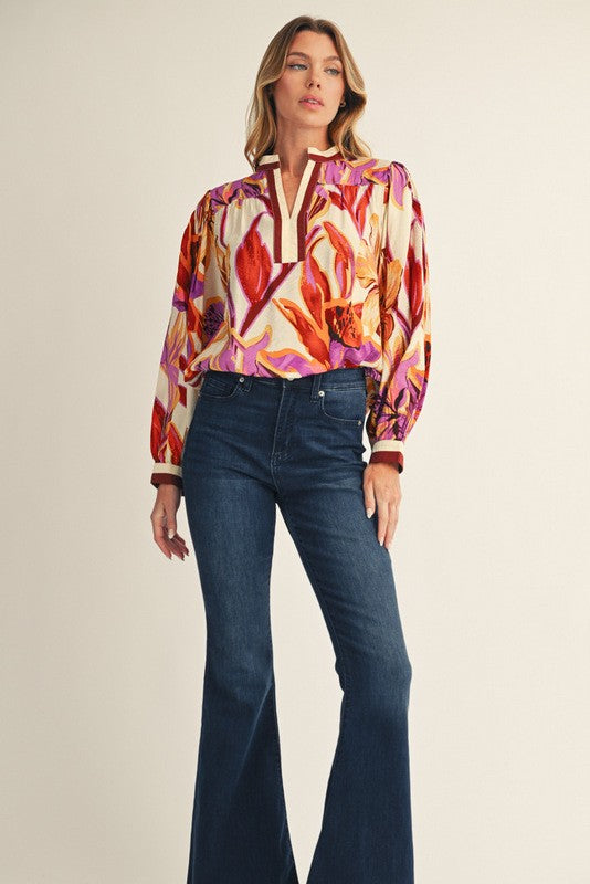 Standing Neck Floral Top