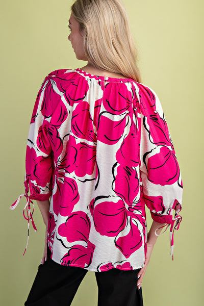 Bold Floral Print Blouse