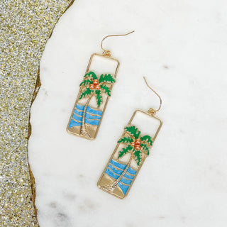 Seaside Metal & Enamel Portrait Dangle Earrings