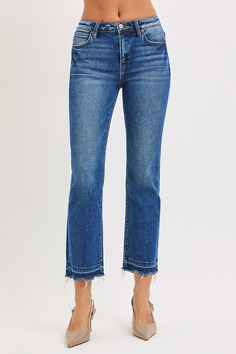 Risen High Rise Crop Straight Jeans