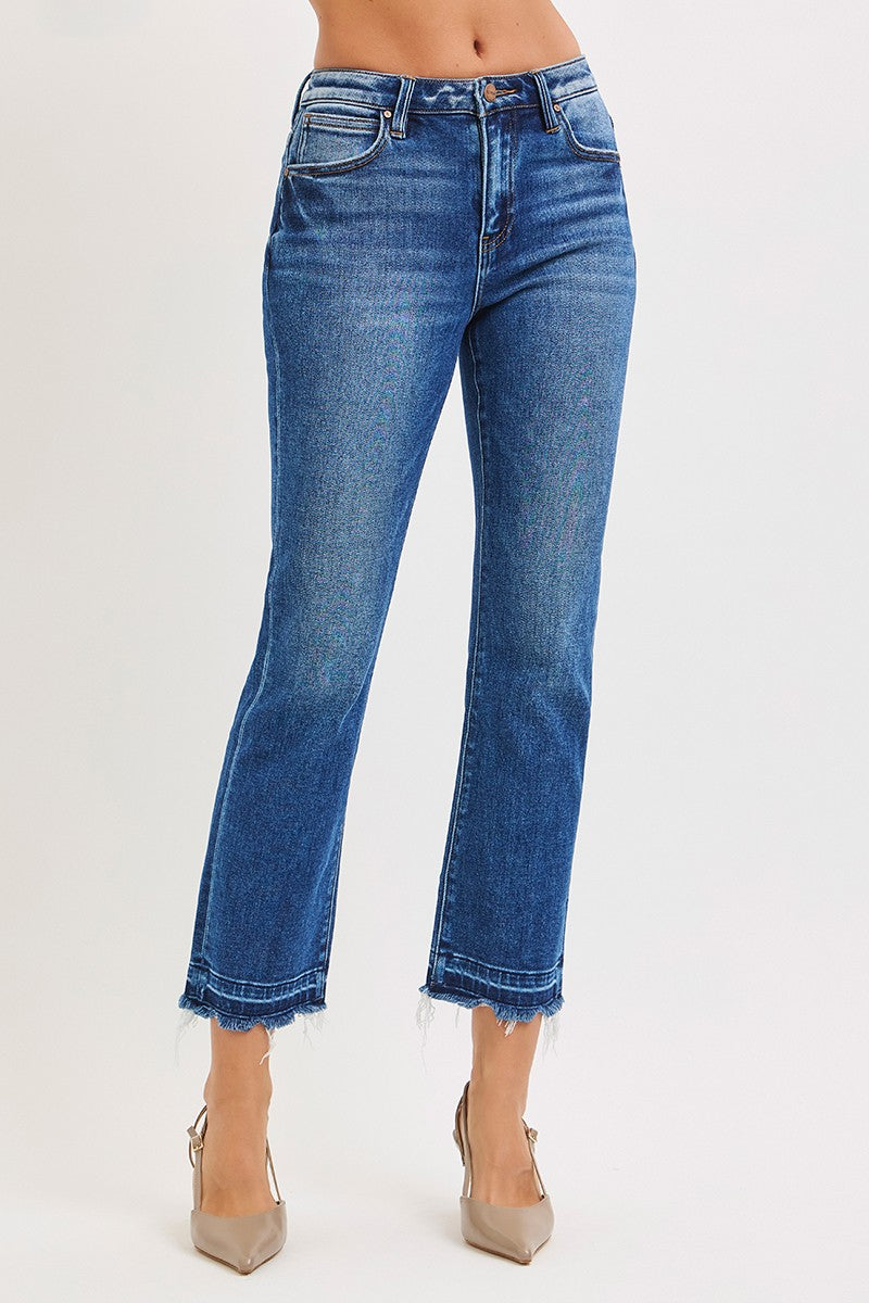 Risen High Rise Crop Straight Jeans