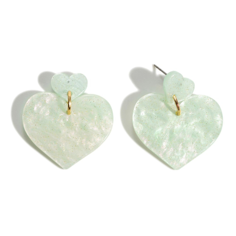 Love Mint Heart Earrings
