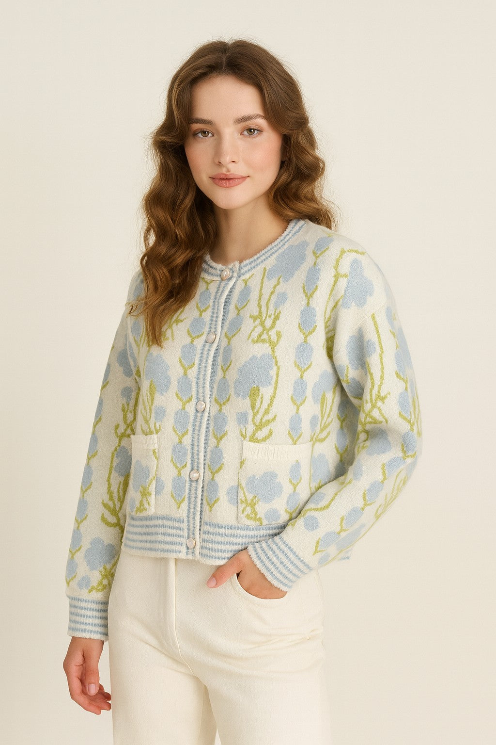 Trailing Vine Button Up Sweater