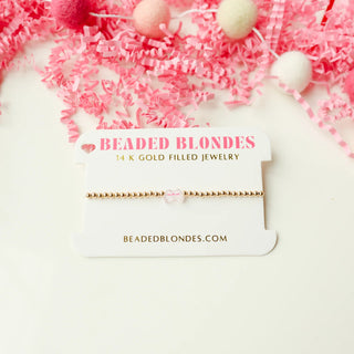 Beaded Blondes Pink Bow BB Bead Bracelet